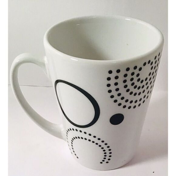 Gibson Home 8 oz Black And White Mug Cup Set Of 4 Modern Retro Design - Picture 6 of 11